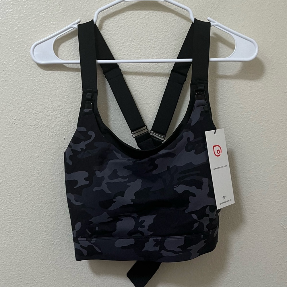•SWEAT AND MILK• Venice High Impact Full Coverage Nursing Sports Bra Camo